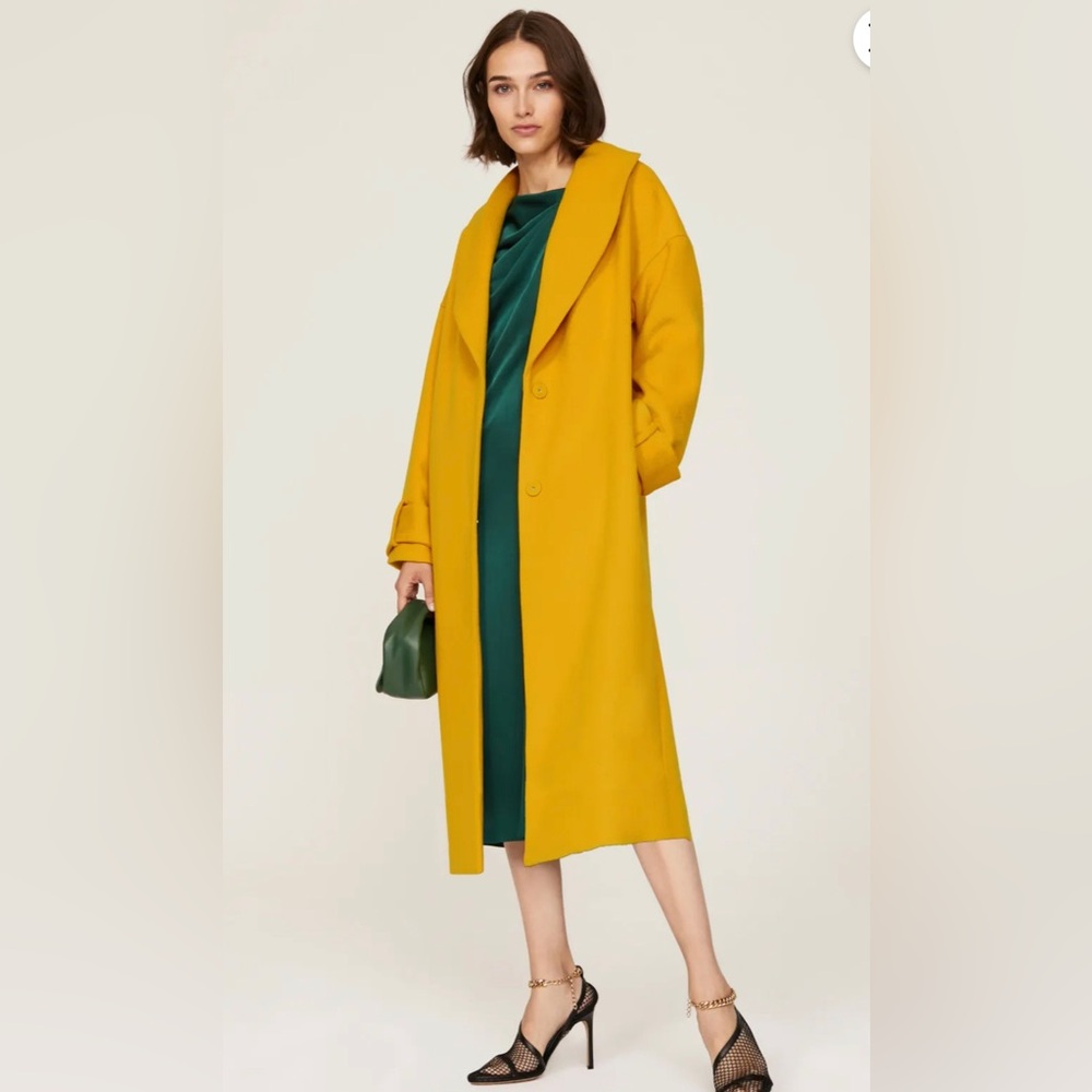 Marina Moscone Collective Yellow Cocoon Coat, fully lined